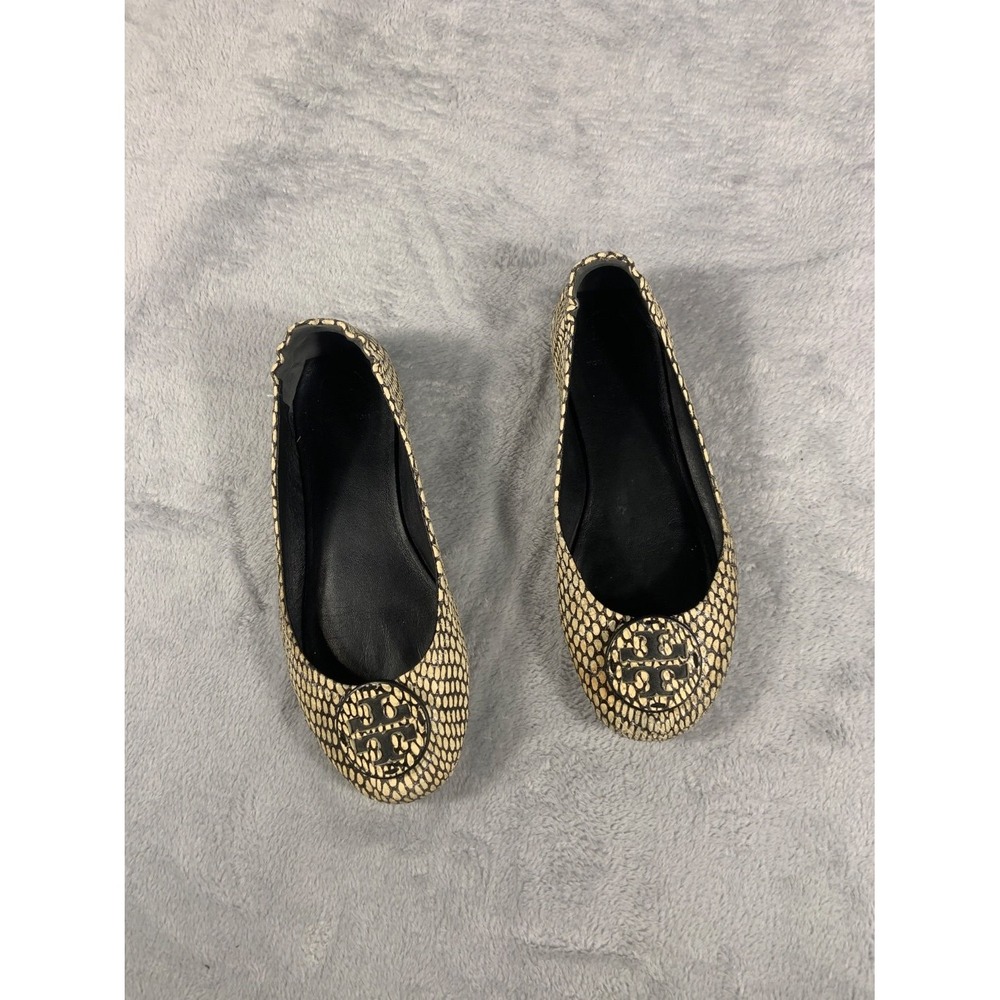 Tory Burch ballet flats US 8.5M Beige Womens Snake Skin Yellow